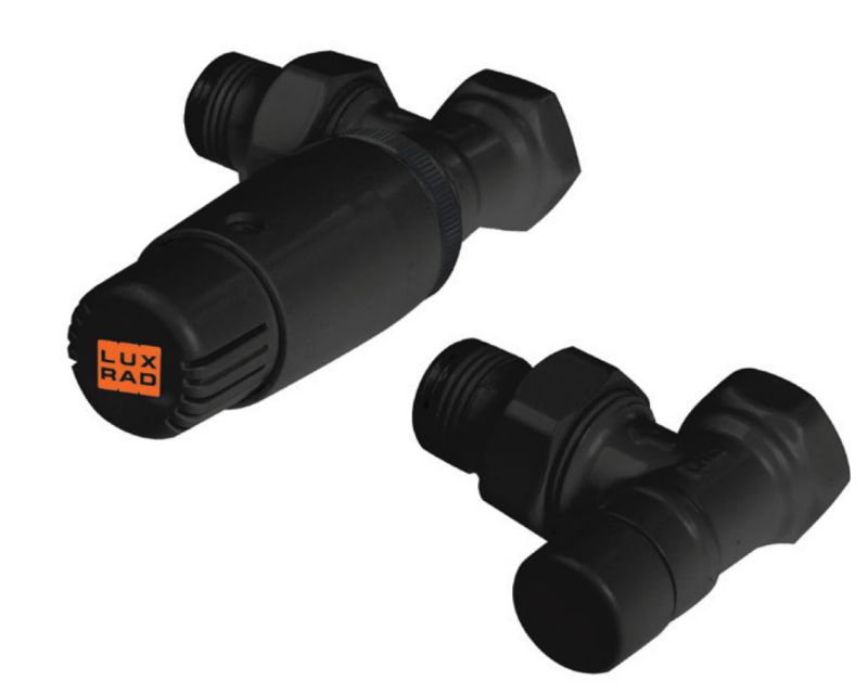 Zestaw zaworów kątowych 1/2 x 1/2 do grzejników LUXRAD czarny mat str. 1 kpl