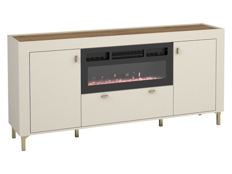 Komoda MIRJAN 24 z kominkiem Mossa 2D1S MO07 kaszmir/dąb whisky 1 szt.