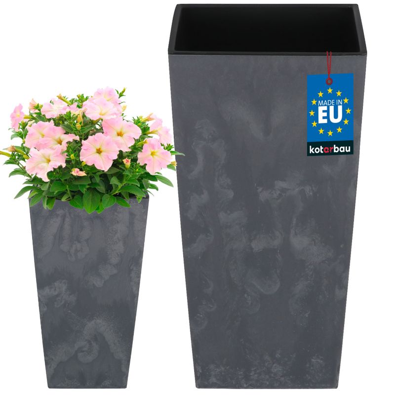 Doniczka z wkładem KOTARBAU 195x195x375 mm struktura betonu 1 szt.