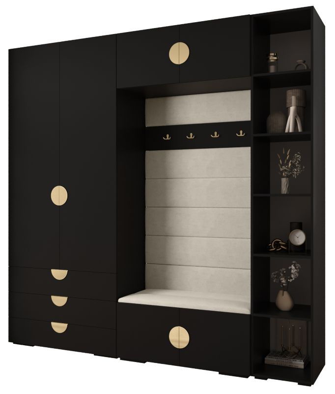 Garderoba do przedpokoju Abiks INOVA 4 Z10 czarny+złoty+manila02 1 szt.