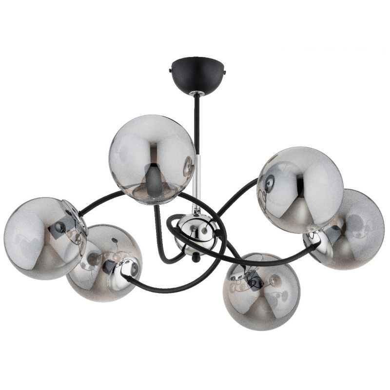 Lampa sufitowa Alfa Aurora czarna-chromowana wym: 40 x 66 x 66 cm 6xE14 x 10W 1 szt.
