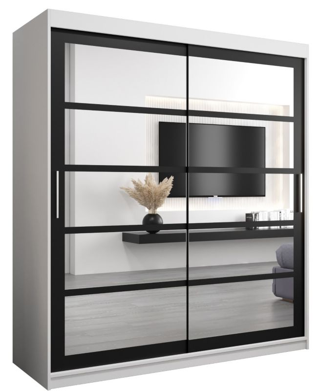 Szafa przesuwna Abiks ROMA 2 180 biały mat + czarny mat 1 szt.