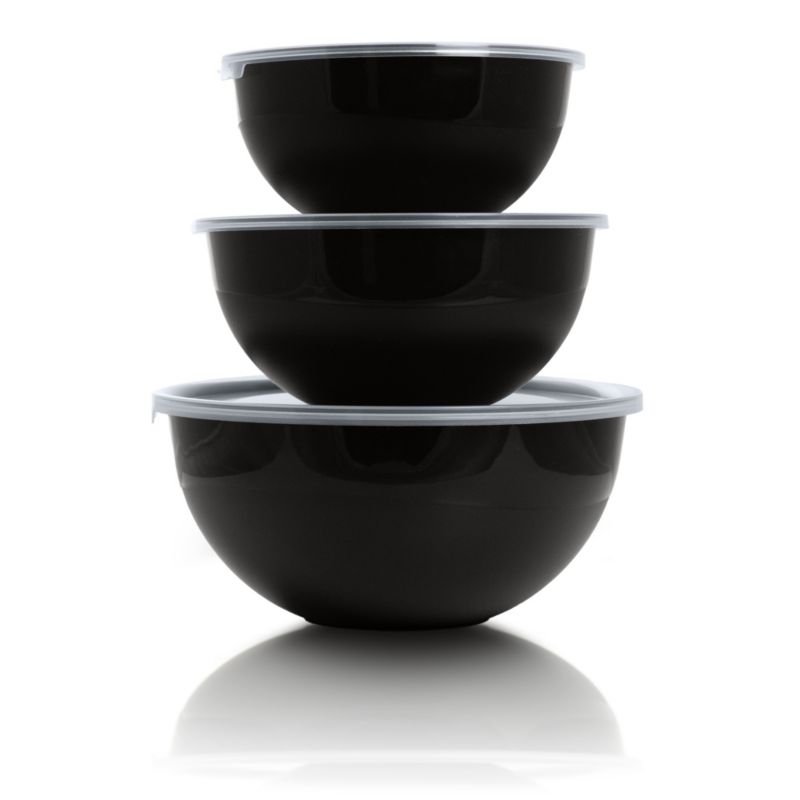 Miska Plastikowa EDANTI Okrągła Kuchenna Z Pokrywką Zamykaniem Zestaw Czarny 3 szt.