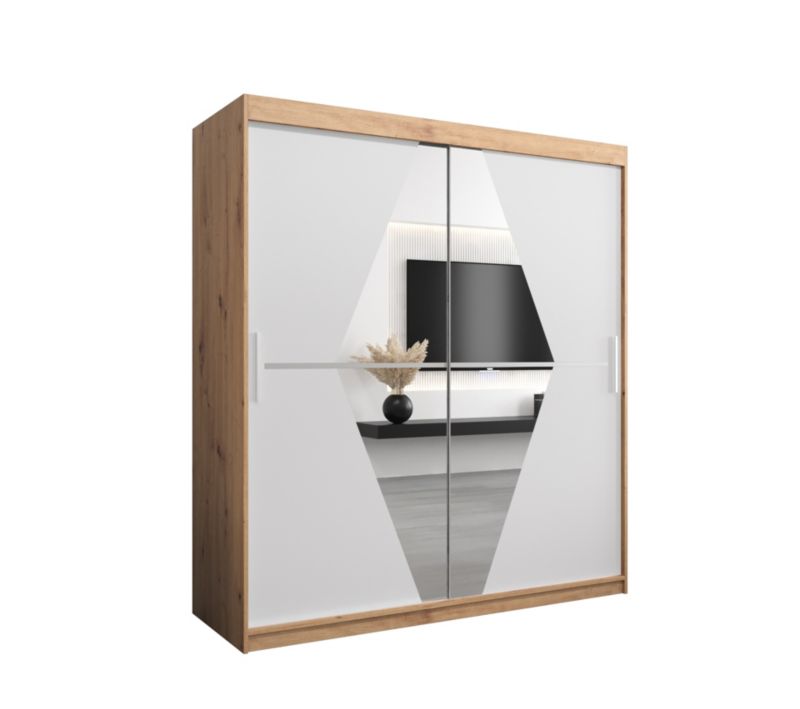 Szafa przesuwna Garderoba Abiks BOLIWIA 180 dąb artisan + biały mat 1 szt.