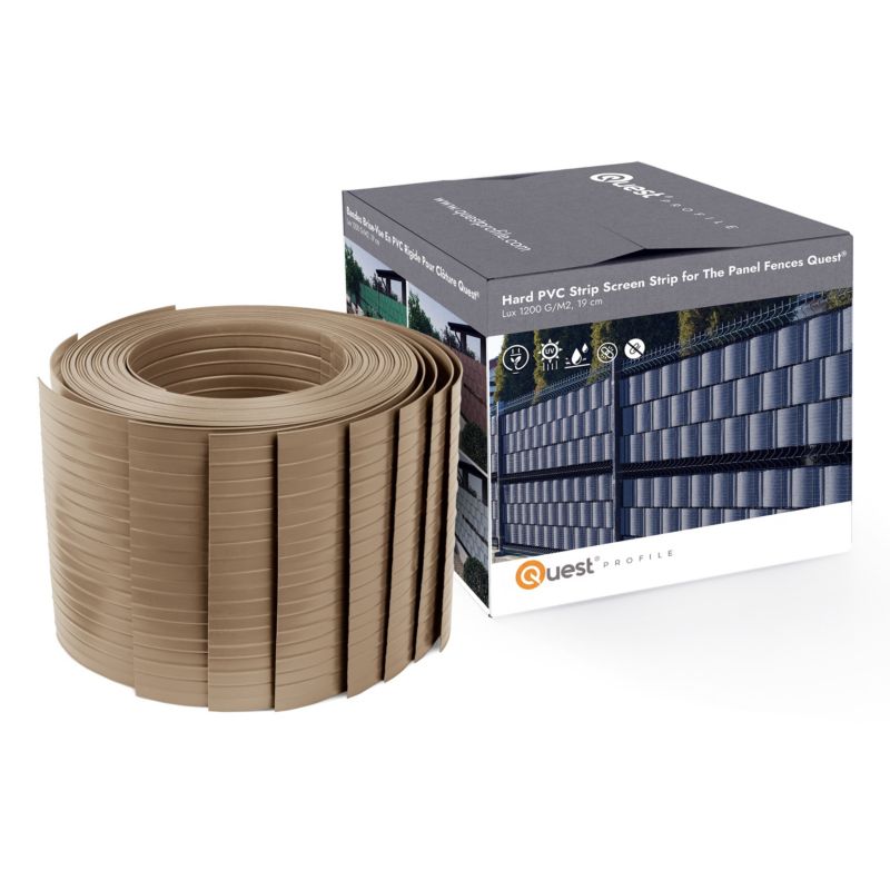 Taśma ogrodzeniowa PCV 19cm, listwa do ogrodzeń panelowych premium, 900 g/m2, RAL1019, beż, 2.52m