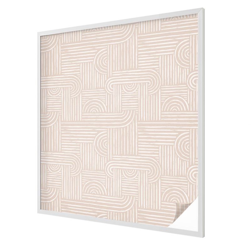 Witraż na Folii Samoprzylepnej Wallfluent 100x116 cm Folia Mrożona Dekoracyjna Nowoczesne beżowe linie i łuki 1 rol.