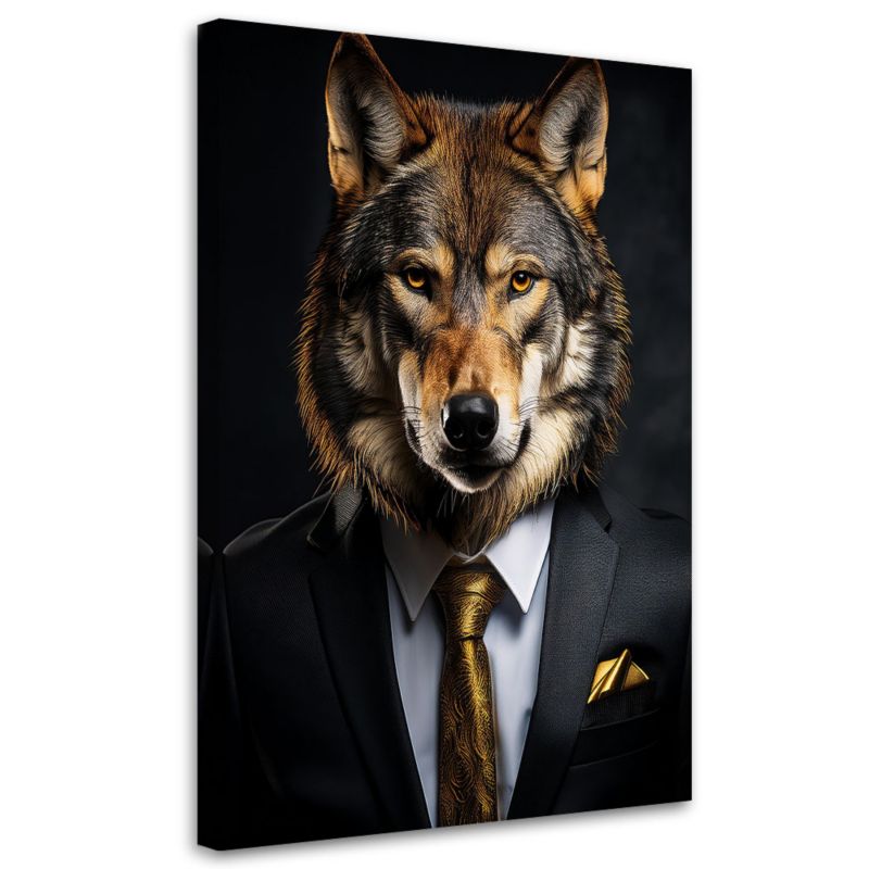 Obraz nowoczesny Feeby Wilk Zwierzęta w garniturze 80x120cm 1szt