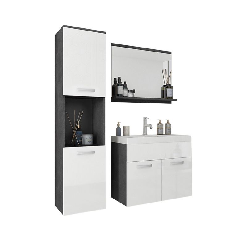 Meble łazienkowe MIRJAN 24 Montreal matera / biały połysk 1 kpl.