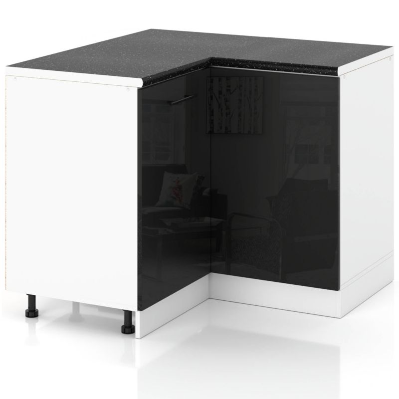 Szafka Kuchenna Hurtownia-Mebli Stojąca Narożna DN90X90 sPremium 90cm Biały Mat Czarny Połysk 90x52x85 cm 1szt.