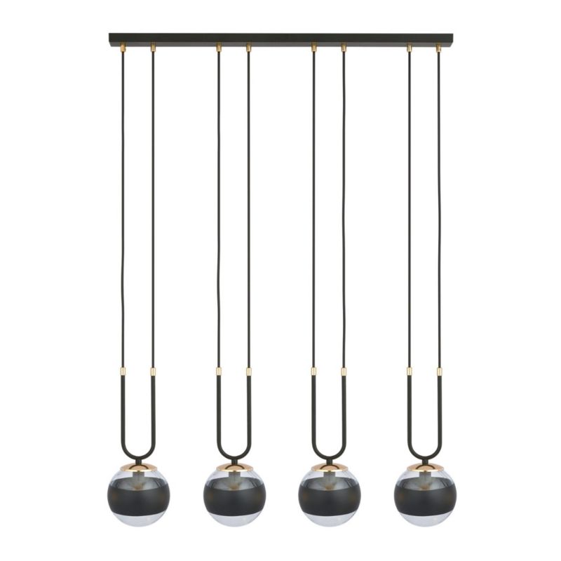 Lampa wisząca Emibig Glam czarno-przezroczysty-złota wym: 115 x 92 x 15 cm 4xE14 x 10W szkło 1 szt.