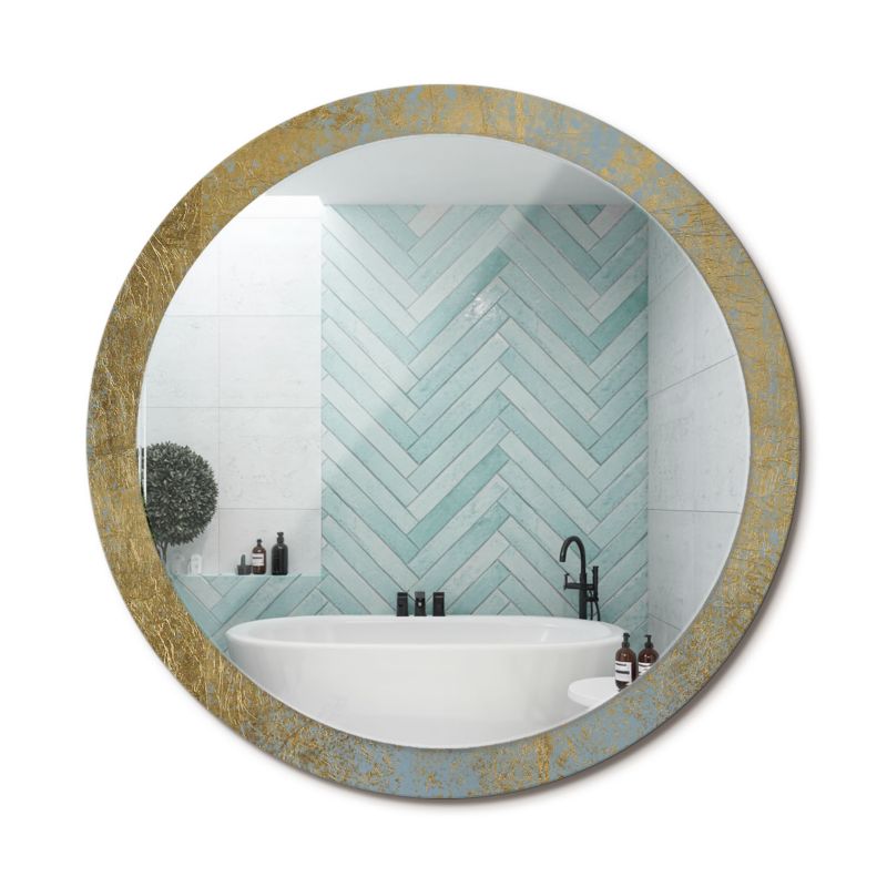 Lustro Okrągłe z Nadrukiem ArtPrintCave 100 cm Loftowy Wzór z Drukowaną Ramką do Przedpokoju 1 szt.