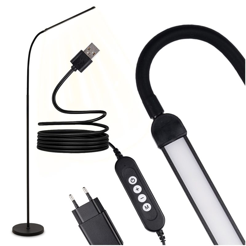 Lampa Stojąca Lumiled Podłogowa Stołowa LED 14W CCT Ściemnialna z Regulacją Wysokości Czarna 1 szt.