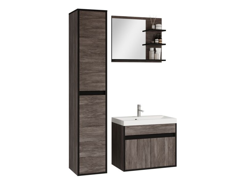 Meble łazienkowe MIRJAN 24 z umywalką Cyprus bodega/czarny grafit 1 kpl.