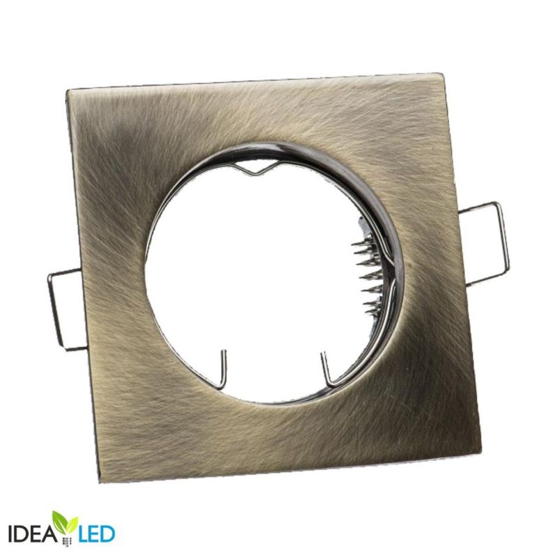 Oprawa sufitowa wpuszczana IdeaLED mosiądz 1 x GU10 x 50W IP20 wym: 2,8 x 8 x 8 cm kwadratowa - 10 szt.