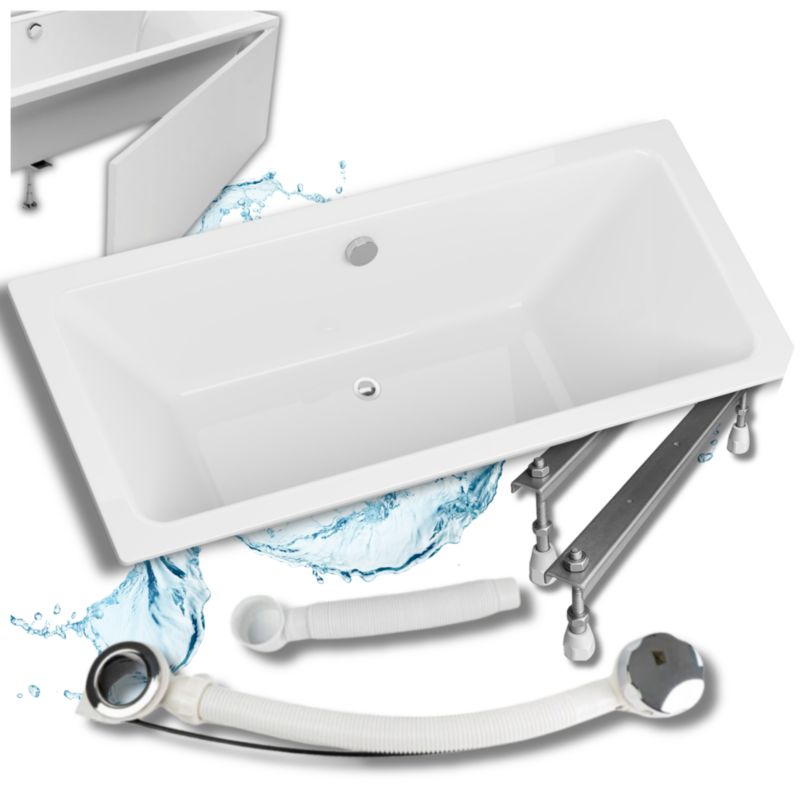 Wanna Prostokątna Akrylowa Granitan Clavia biała 160x70cm Zabudowa Syfon Stelaż 1kpl.