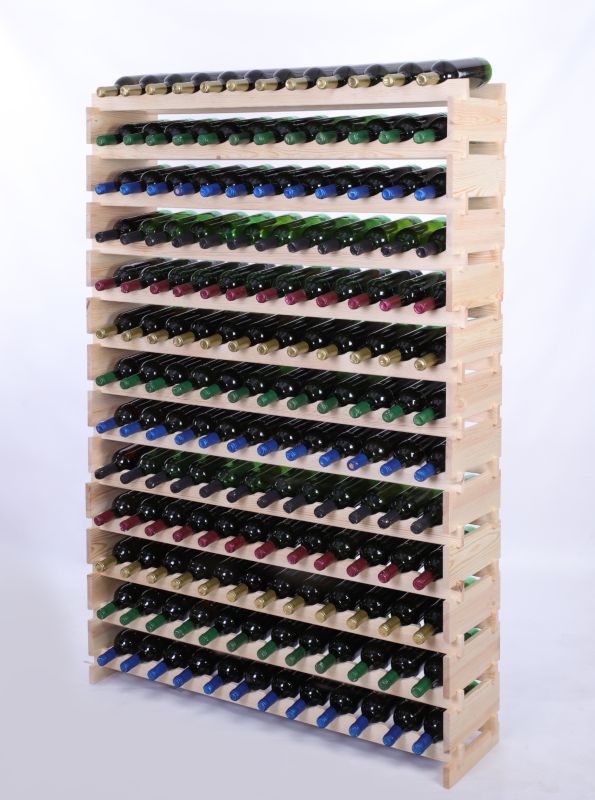 Stojak na wino MODO24 regał modułowy na butelki 13 leżni x 12 butelek montaż bez narzędzi naturalne drewno 1 szt.