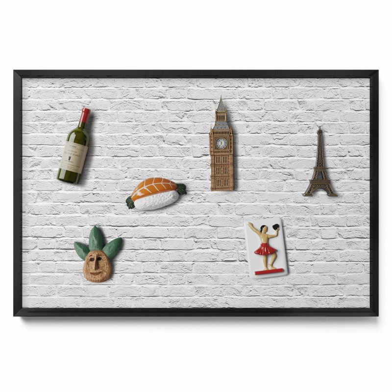 Tablica magnetyczna na ścianę Tulup 60x40 cm Ceglana ściana jasny mur w czarnej ramie 1 szt.