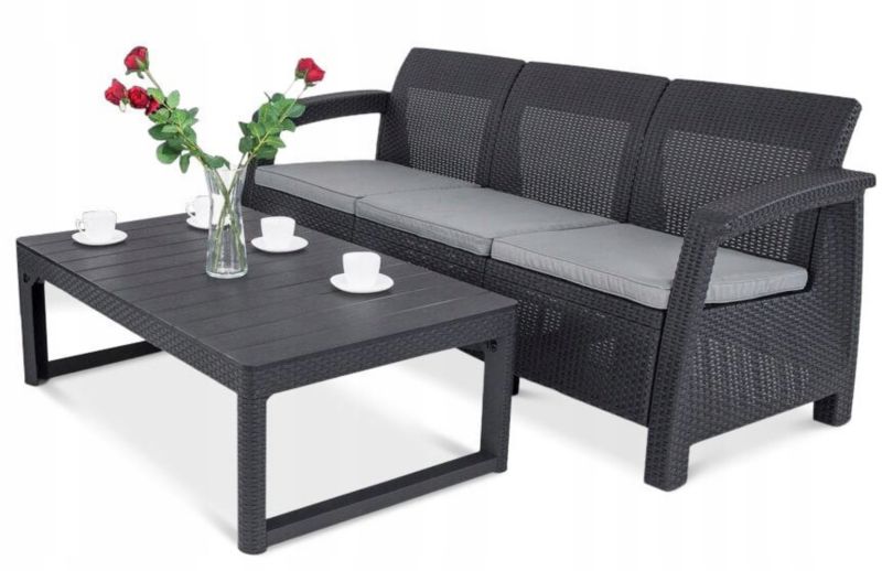 Zestaw Mebli Ogrodowych Focus Garden Balkonowych Sofa Stolik Corfu Komplet Keter 1 szt