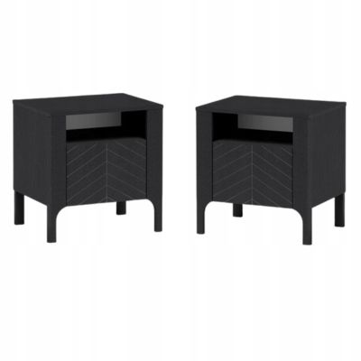 Zestaw szafek nocnych Furnidea 54 cm czarny jodełka MALUBA 2 szt.