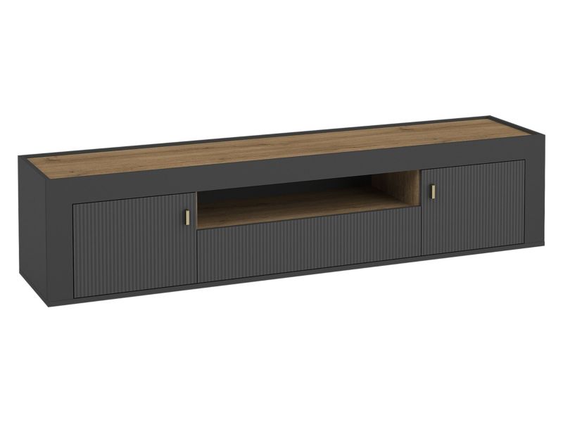 Szafka RTV MIRJAN 24 Mossa 2D1S MO08 czarny/dąb whisky 1 szt.