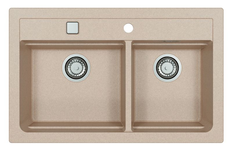 Zlewozmywak granitowy Alveus Atrox 50 kol. 22 piasek (79X50cm) 2-komorowy 1szt.