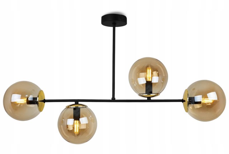 Lampa sufitowa wisząca Light Home LH Tulza 4x E14 40W klosz miodowy/złoty 1szt.