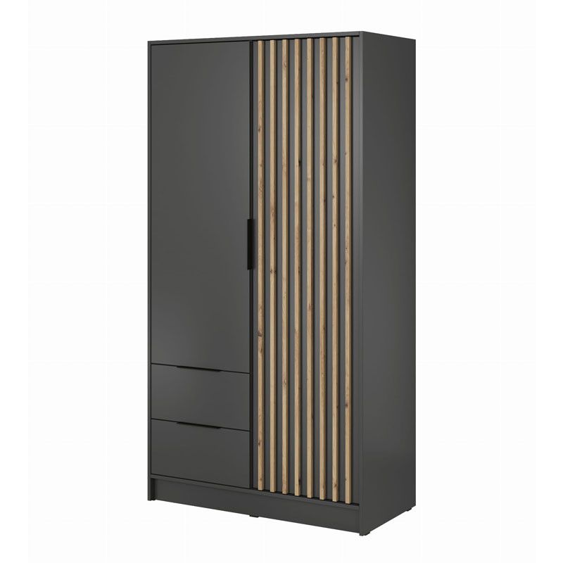 Szafa dwudrzwiowa z szufladami Bettso Nelly 2D z lamelami grafit 1szt.