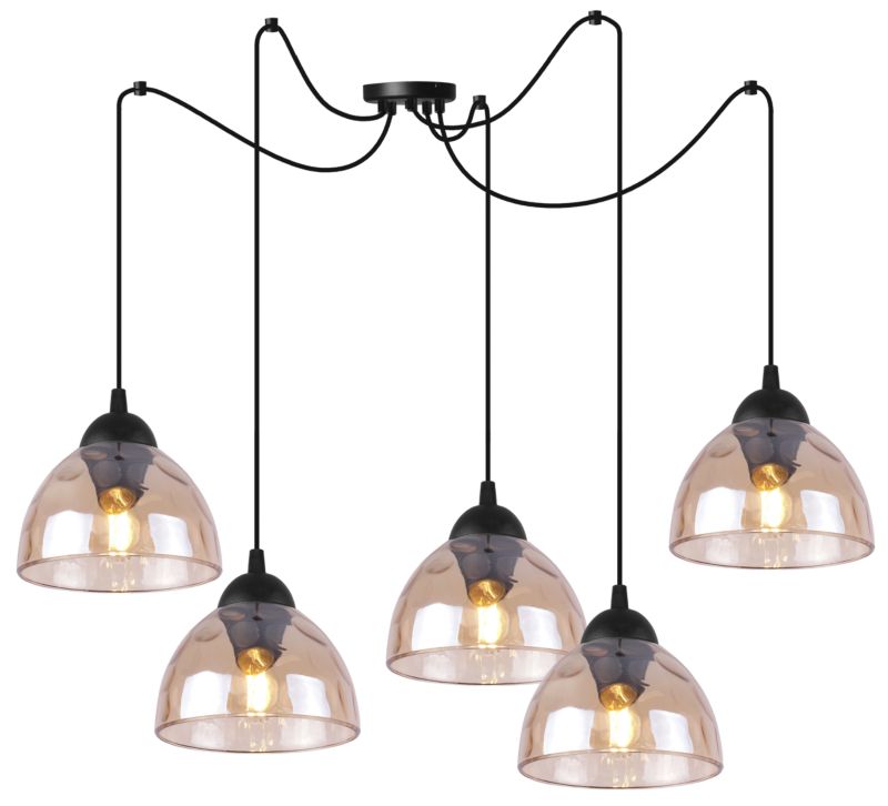 Lampa sufitowa wisząca Light Home LH Pająk Venice 5x E27 60W klosz miodowy 1szt.