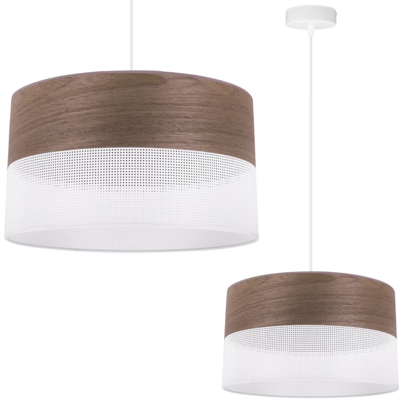 Lampa sufitowa wisząca Light Home LH Wood 1x E27 60W fornir orzech klosz/biały 35cm 1szt.