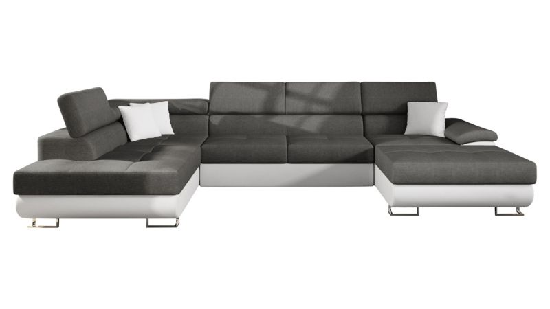 Narożnik z funkcją spania MIRJAN 24 Cotere Bis lewy biała ekoskóra/grafitowy/biała ekoskóra 1 szt.