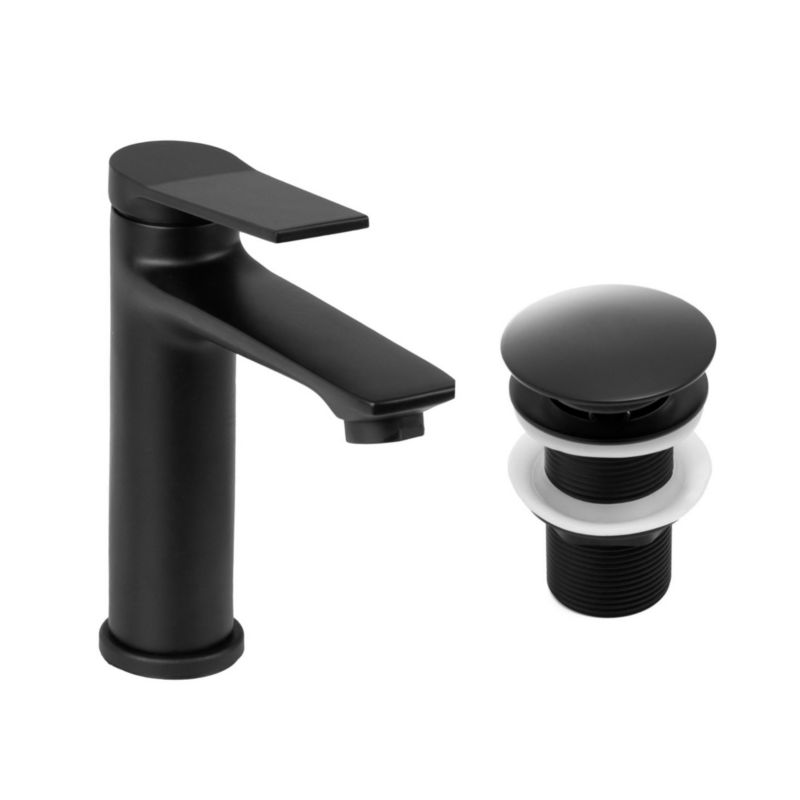 Zestaw Yoka Home bateria umywalkowa stojąca i korek klik-klak bez przelewu czarny - 1 szt.