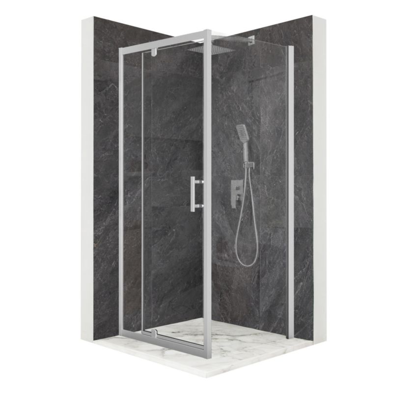 Kabina prysznicowa kwadratowa TECHGLOBE uchylna srebrna 70x70 szkło 6mm + powłoka 1 szt.