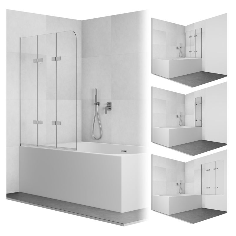 Parawan nawannowy 140x120 trzyczęściowy składany SATIS SEVANTE chrom 1 szt.