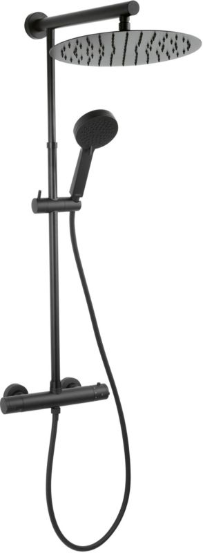 Zestaw prysznicowy termostatyczny Ferro Trevi, czarny mat, deszczownica SLIM, Easy Clean, 1 szt.