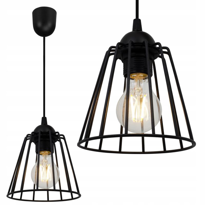 Lampa sufitowa wisząca Light Home LH Nuvola 1x E27 60W stożek czarny 1szt.