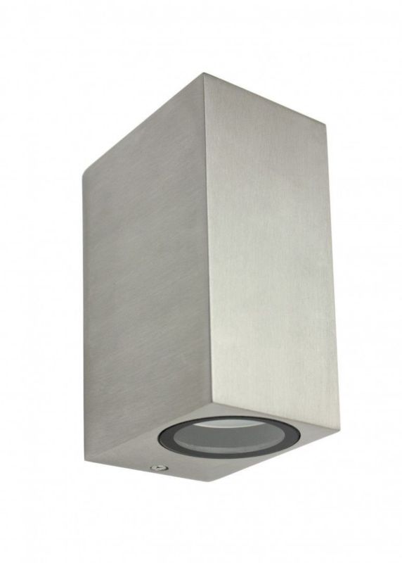 Kinkiet ścienny zewnętrzny SU-MA Mini szczotkowane aluminium 2 x GU10 x 35W IP44 wym: 15 x 6,8 x 9,2 cm - 1 szt.