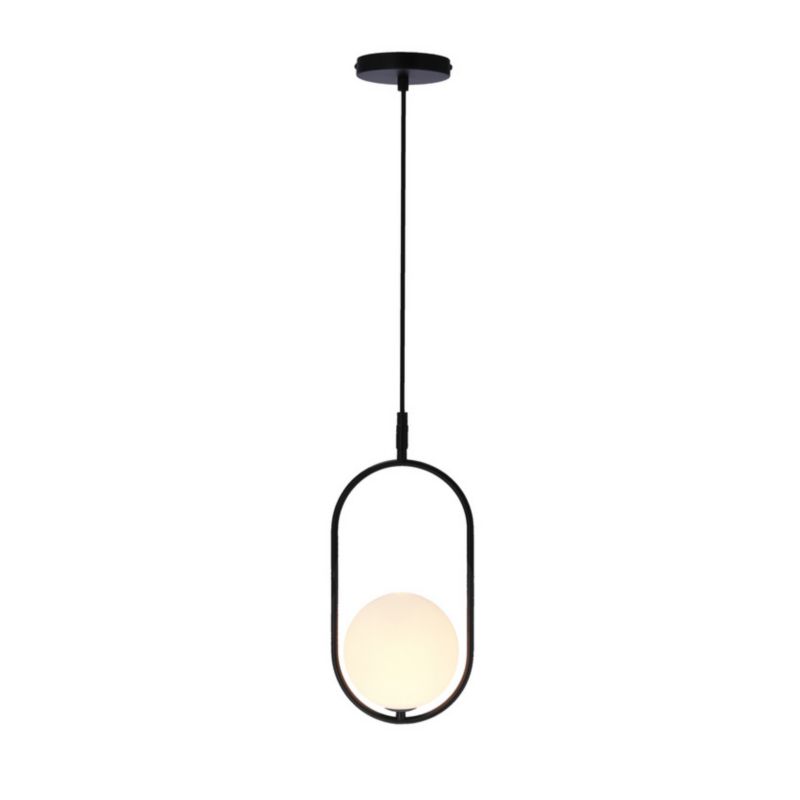 Lampa wisząca Candellux Cordel czarno-biała szklana kula 1xG9 x 28W 1 szt.
