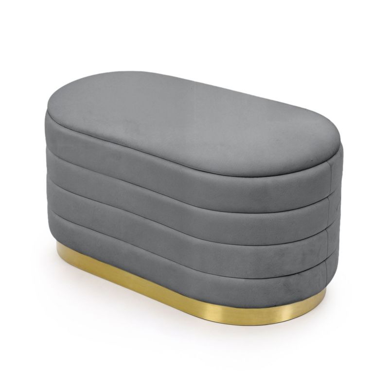 Ławka otwierana ze schowkiem pufa welurowa AKORD 80 cm BELLA Grafit 1 szt.