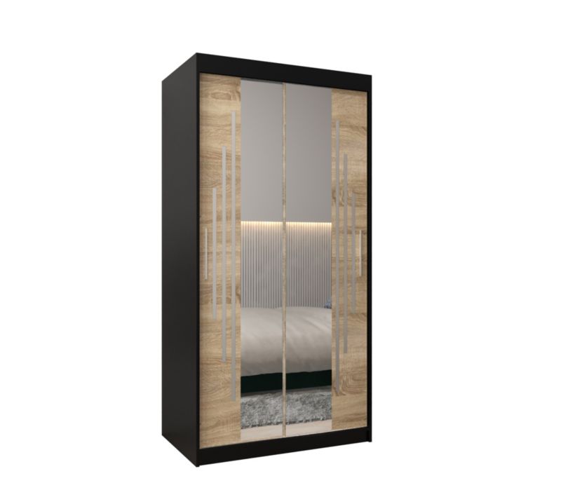 Szafa przesuwna Garderoba Abiks YORK 1 100 czarny/sonoma 1 szt.