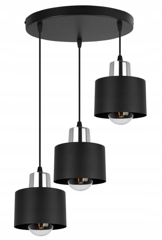 Lampa sufitowa wisząca Light Home LH Panta 3x E27 60W okrągła czarny/srebrny 1szt.