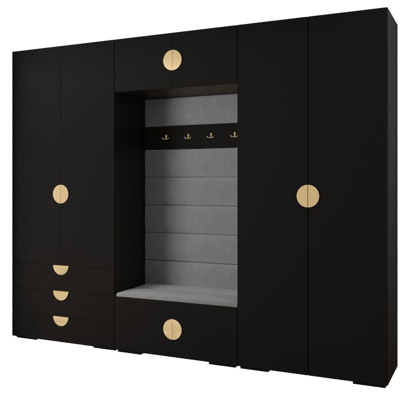 Garderoba do przedpokoju Abiks INOVA 4 Z14 czarny+złoty+manila16 1 szt.