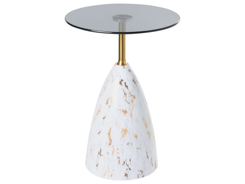 Stolik pomocniczy Wabby Szkło hartowane Biały marmur 1 szt.