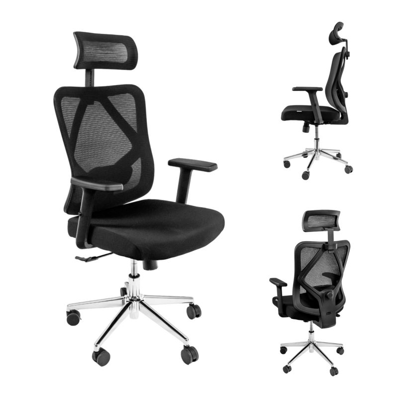 Krzesło Biurowe Obrotowe Furvero Eclipse Ergonomiczne Wysuwane Siedzisko Czarne 1 szt.