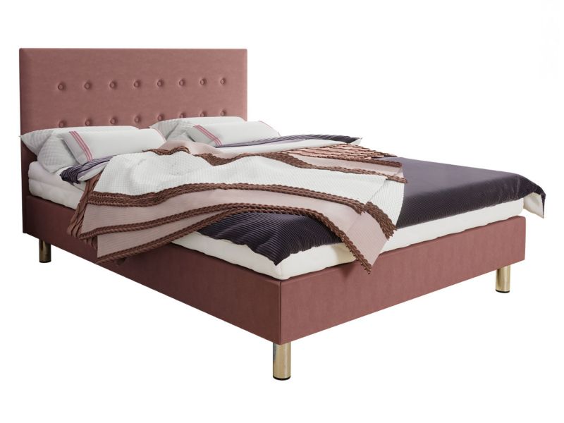 Łóżko kontynentalne MIRJAN 24 Lux 140x200 pastelowy róż 1 szt.