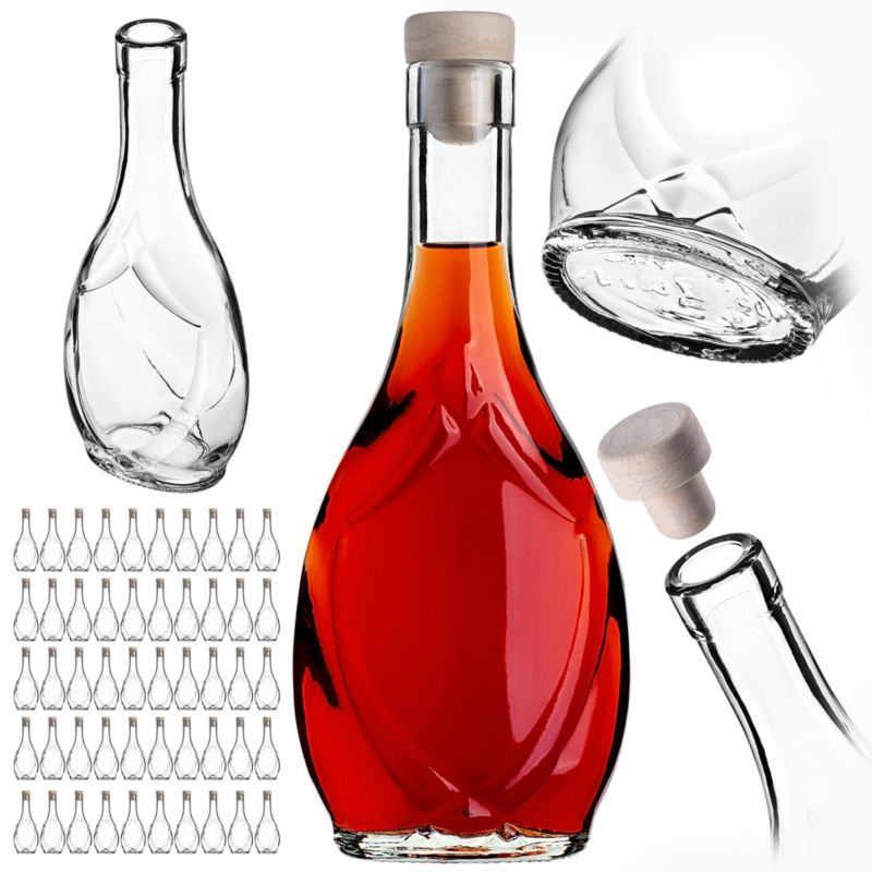 Szklana butelka na nalewkę z korkiem syntetycznym 250ml,50 szt.
