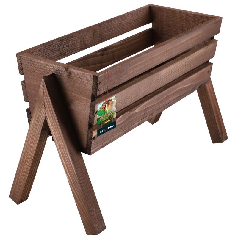 Donica drewniana KOTARBAU stojąca brązowa 40 cm 1 szt.