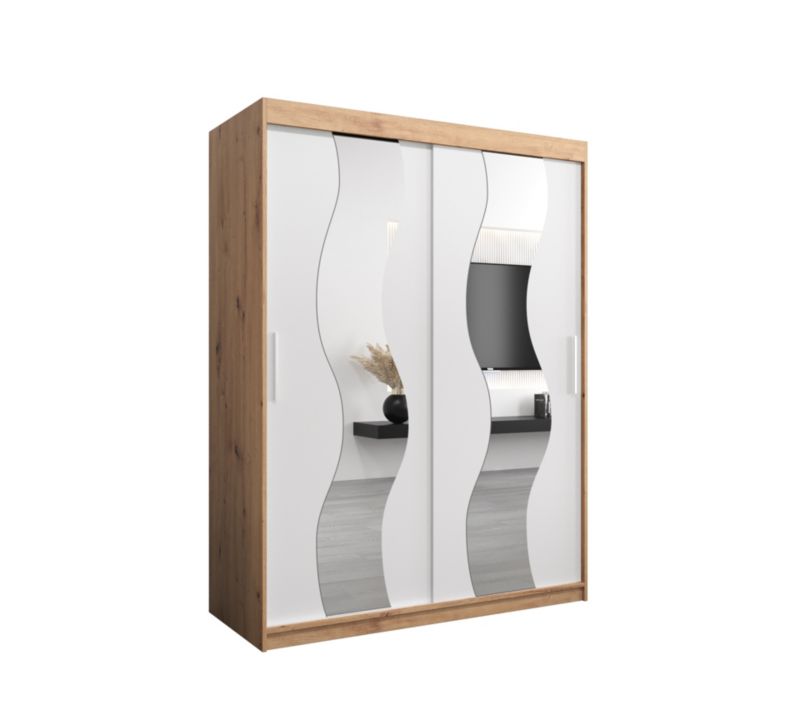 Szafa przesuwna Abiks SEWILLA 150 dąb artisan + biały mat 1 szt.