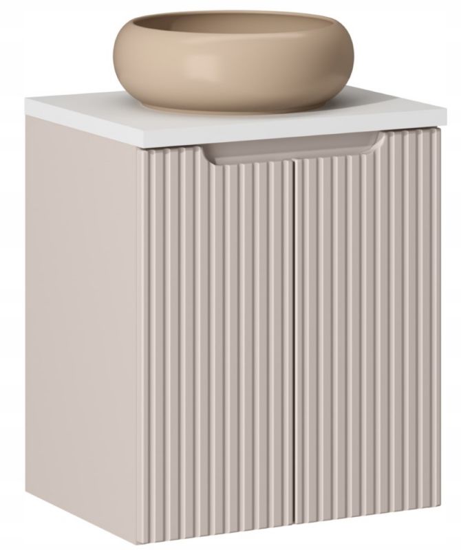 Szafka pod Umywalkę łazienkowa 50 cm Wisząca z Blatem Biały Nova Kaszmir Kaszmirowa z Umywalką Furnidea 1 szt.