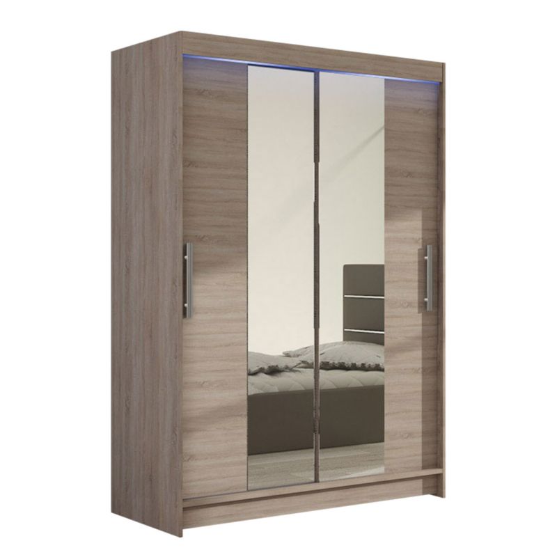 Szafa MIRJAN 24 z drzwiami przesuwnymi Miami II z oświetleniem RGB trufel/lustro 1 szt.