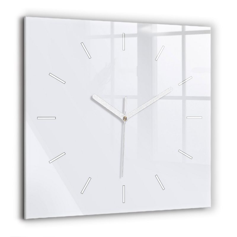 Zegar szklany białe wskazówki Wallfluent 60x60 cm Biały 1 szt.